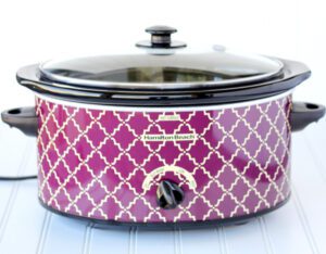 Purple and white slow cooker.