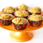 Pumpkin Spice Muffins on an orange dish.