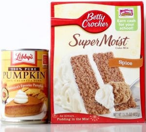 Spice cake mix and pumpkin.