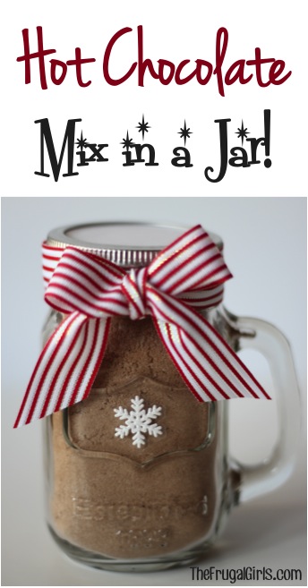 Homemade Hot Chocolate Mix Recipe in a Jar at TheFrugalGirls.com
