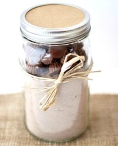 Reese\'s Peanut Butter Cup Cookie mix in a jar.