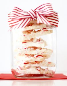 Candy cane bark in a jar.