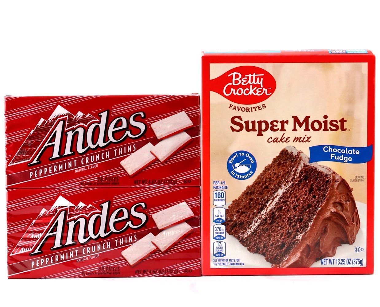 Ingredients for Andes Peppermint Cookies.