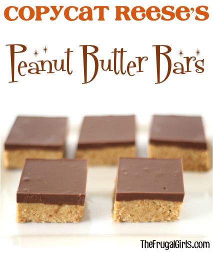 Copycat Reese's Peanut Butter Bars Recipe at TheFrugalGirls.com