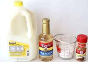 Hot Vanilla ingredients including milk and cinnamon.
