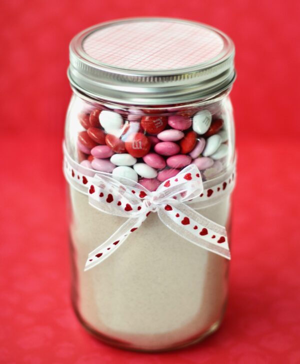 Valentine's Day M&M Cookie Mix in a Jar