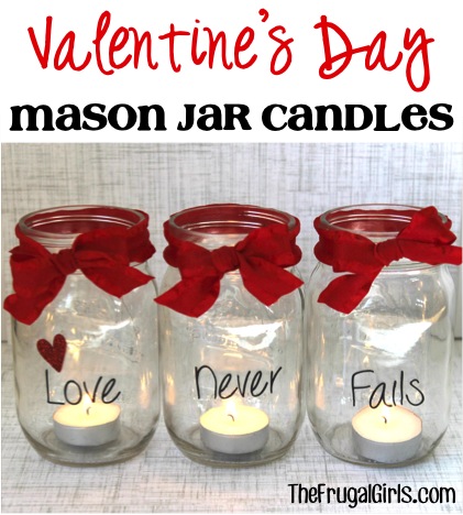 Valentine's Day Mason Jar Candles from TheFrugalGirls.com