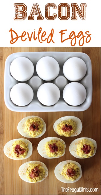 Bacon Deviled Eggs from TheFrugalGirls.com