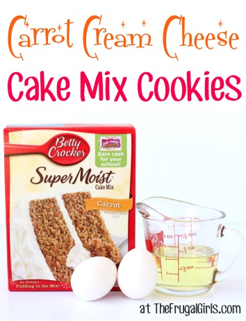 Carrot Cream Cheese Cake Mix Cookies Recipe from TheFrugalGirls.com