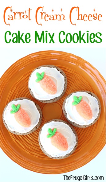 Carrot Cream Cheese Cake Mix Cookies Recipe - from TheFrugalGirls.com