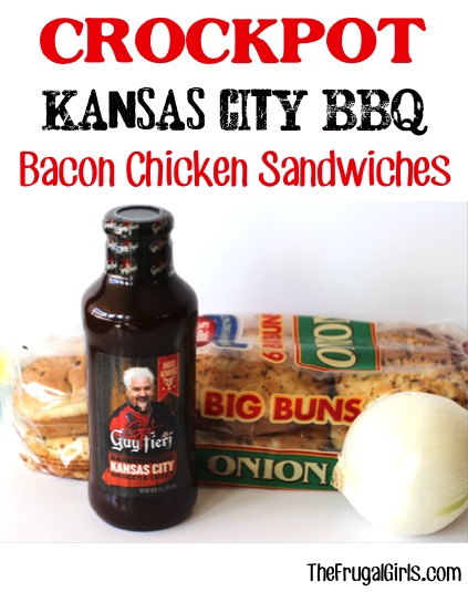 Crockpot Kansas City BBQ Bacon Chicken Sandwiches Recipe at TheFrugalGirls.com