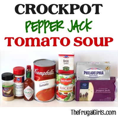 Crockpot Pepper Jack Tomato Soup Recipe at TheFrugalGirls.com