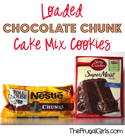 Loaded Chocolate Chunk Cake Mix Cookies Recipe at TheFrugalGirls.com