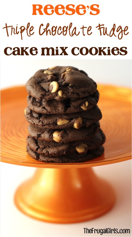 Reese's Triple Chocolate Fudge Cake Mix Cookies - from TheFrugalGirls.com