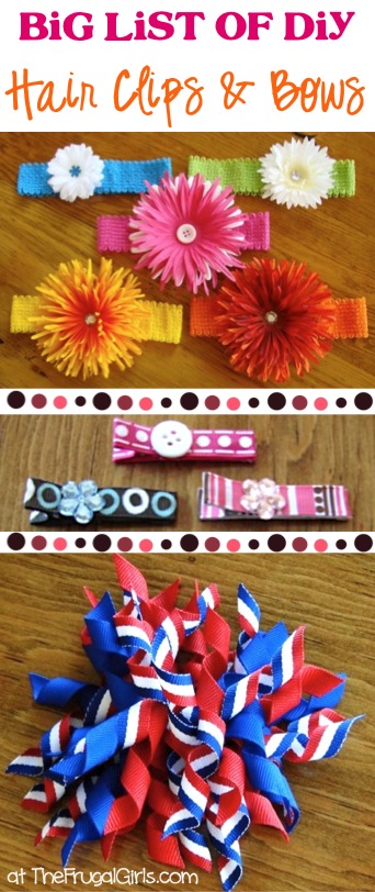 BIG List of DIY Hair Clips and Bows from TheFrugalGirls.com