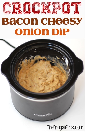 Crockpot Bacon Cheesy Onion Dip Recipe - from TheFrugalGirls.com