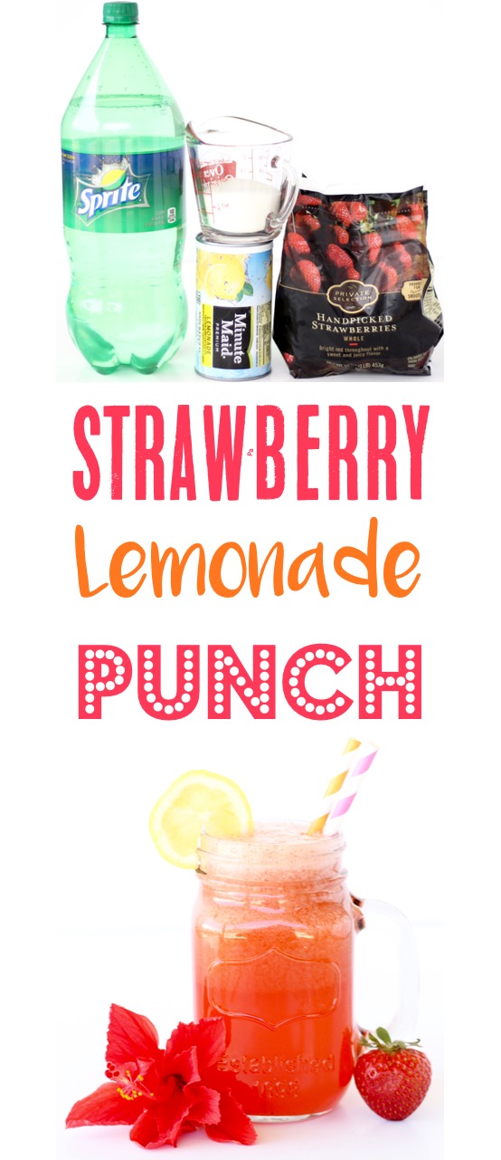 Strawberry Lemonade Punch Recipe Easy Party Punches from TheFrugalGirls.com