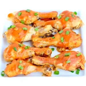 Buffalo Ranch Chicken Drumsticks on a plate.