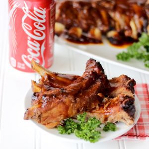 Small plate of barbecue Coke ribs.