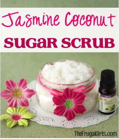DIY Jasmine Coconut Sugar Scrub Recipe Tutorial from TheFrugalGirls.com