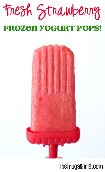 Strawberry Frozen Yogurt Popsicle Recipe from TheFrugalGirls.com