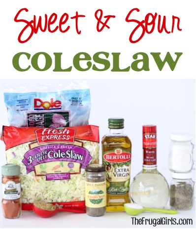 Sweet and Sour Coleslaw Recipe at TheFrugalGirls.com