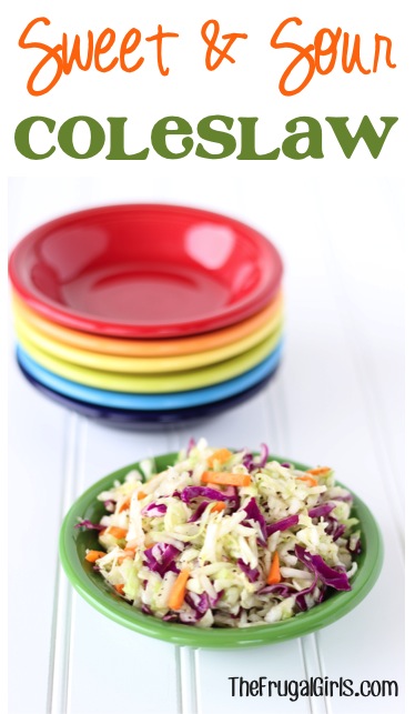 Sweet and Sour Coleslaw Recipe - from TheFrugalGirls.com