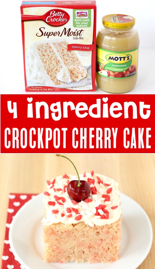 Crockpot Desserts with Cake Mixes Recipes - Easy 4 Ingredients Cherry Chip Cake Recipe