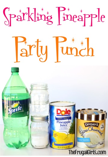 Sparkling Pineapple Party Punch Recipe at TheFrugalGirls.com