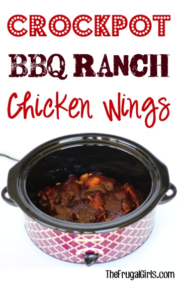 Crockpot BBQ Ranch Chicken Wings Recipe - at TheFrugalGirls.com
