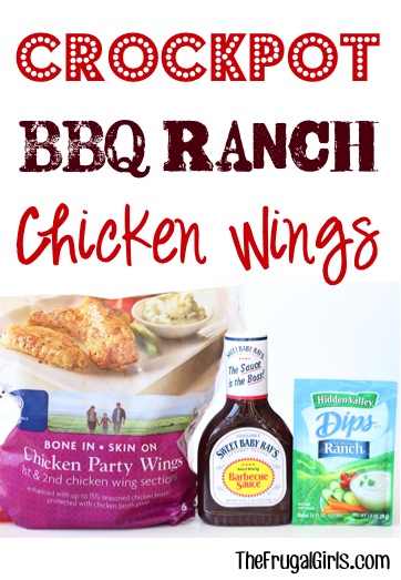 Crockpot BBQ Ranch Chicken Wings Recipe from TheFrugalGirls.com
