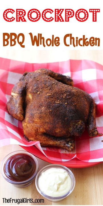 Crockpot BBQ Whole Chicken Recipe from TheFrugalGirls.com