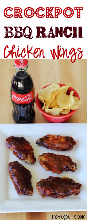 Crockpot Barbecue Ranch Chicken Wings Recipe from TheFrugalGirls.com