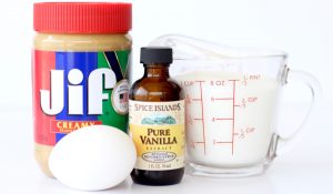 Ingredients including vanilla, egg, and peanut butter.