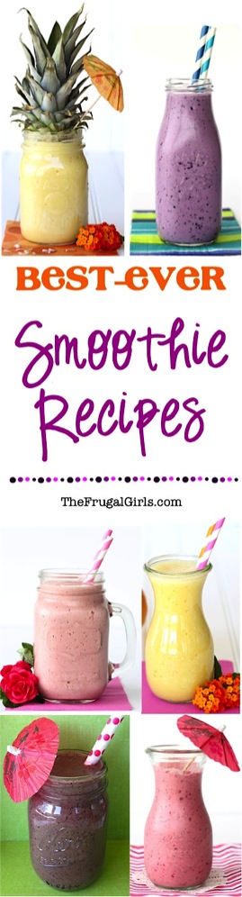 12 Easy Smoothie Recipes! {5 ingredients or Less} from TheFrugalGirls.com