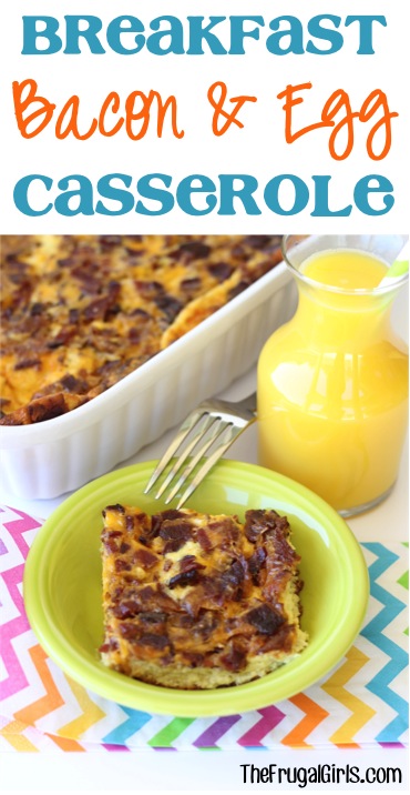 Breakfast Bacon and Egg Casserole Recipe from TheFrugalGirls.com