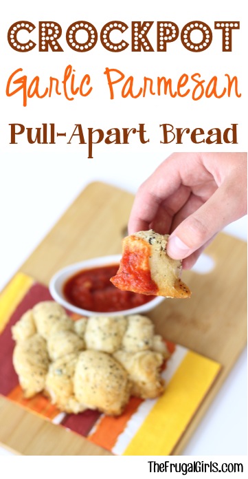 Crockpot Garlic Parmesan Pull Apart Bread Recipe - at TheFrugalGirls.com