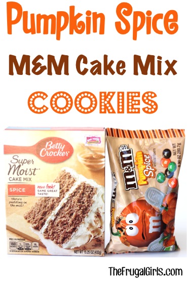 Pumpkin Spice M&M Cake Mix Cookie Recipe - from TheFrugalGirls.com