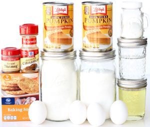 Ingredients including nutmeg, baking soda, and eggs.