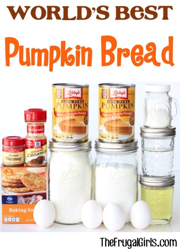 World's Best Pumpkin Bread Recipe - from TheFrugalGirls.com