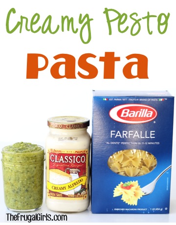 Creamy Pesto Pasta Recipe at TheFrugalGirls.com