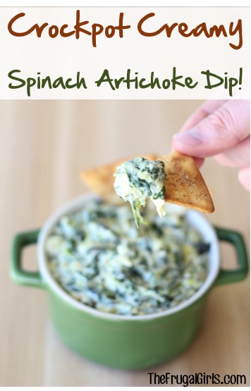 Crockpot Spinach Artichoke Dip Recipe from TheFrugalGirls.com