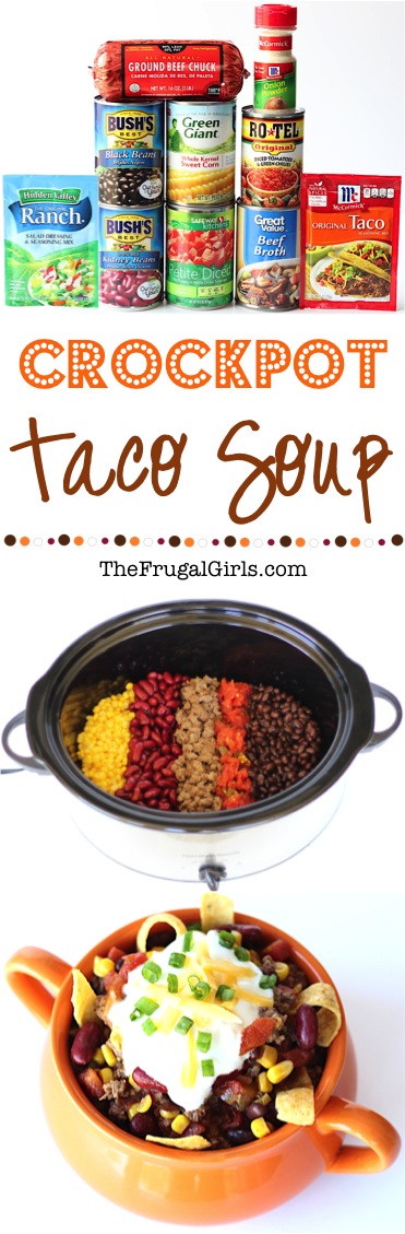 Crock Pot Taco Soup Recipe from TheFrugalGirls.com