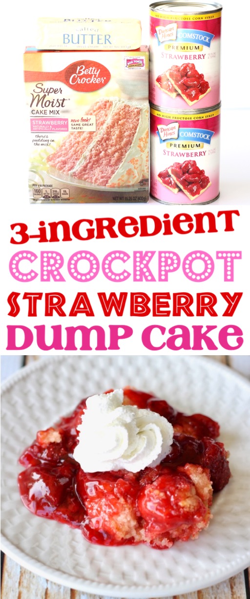 Crockpot Strawberry Dump Cake Recipe Easy Crock Pot Cobbler Just 3 Ingredients
