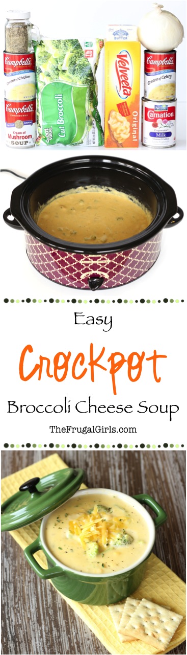 Easy Crockpot Broccoli Cheese Soup Recipe from TheFrugalGirls.com