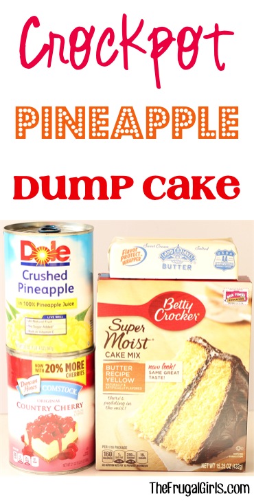 Crockpot Pineapple Dump Cake Recipe at TheFrugalGirls.com