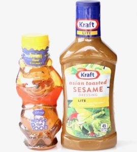 Sesame dressing and honey.