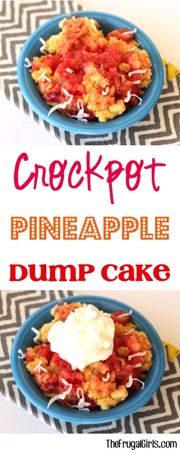 Slow Cooker Pineapple Dump Cake Recipe from TheFrugalGirls.com