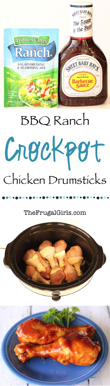 Crockpot BBQ Ranch Chicken Drumsticks Recipe from TheFrugalGirls.com