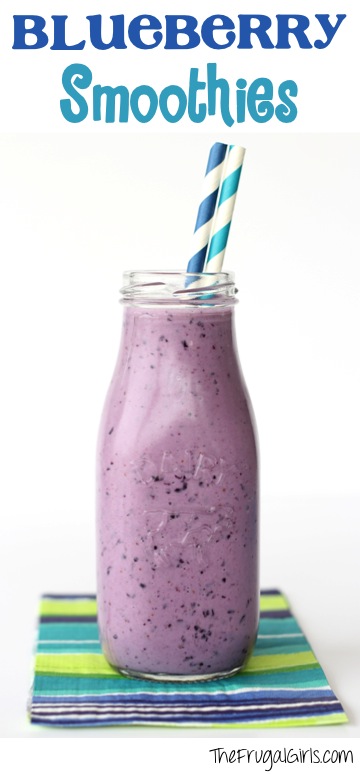 Easy Blueberry Smoothie Recipe from TheFrugalGirls.com